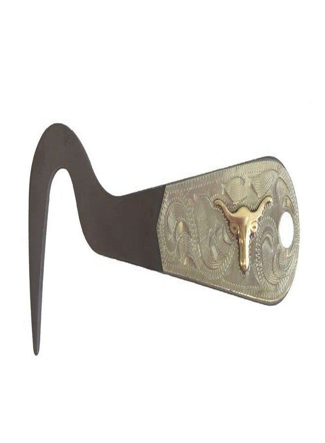AJ Tack Antique Brown Steel Hoof Pick Flames Design - Image 4